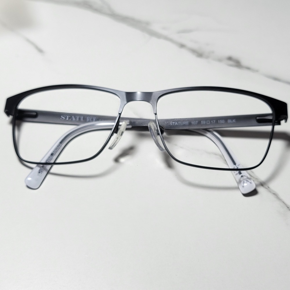 Stature Eyewear 107 Black Rectangular Eyeglass Frames 59-17-150 BLK